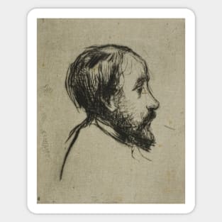 Profile Portrait of Degas by Marcellin Gilbert Desboutin Sticker